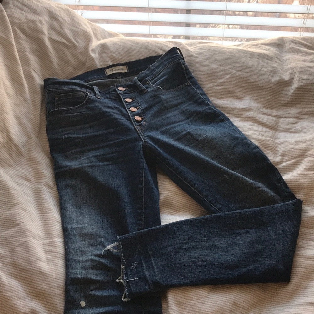 High rise skinny madewell jeans with buttons